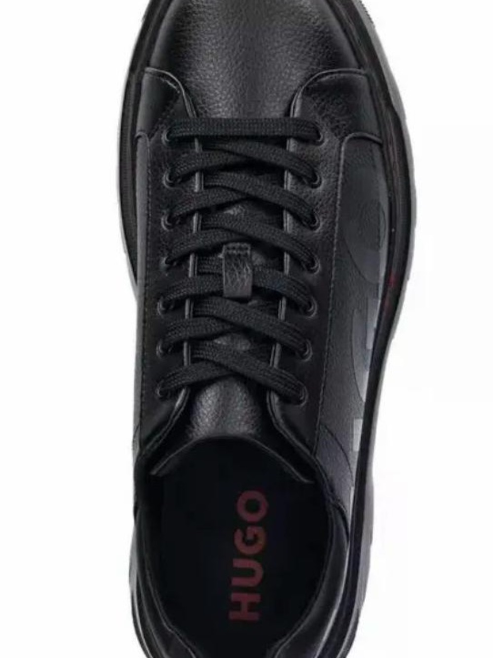 HUGO Men's Black Leather Low-Top Sneaker